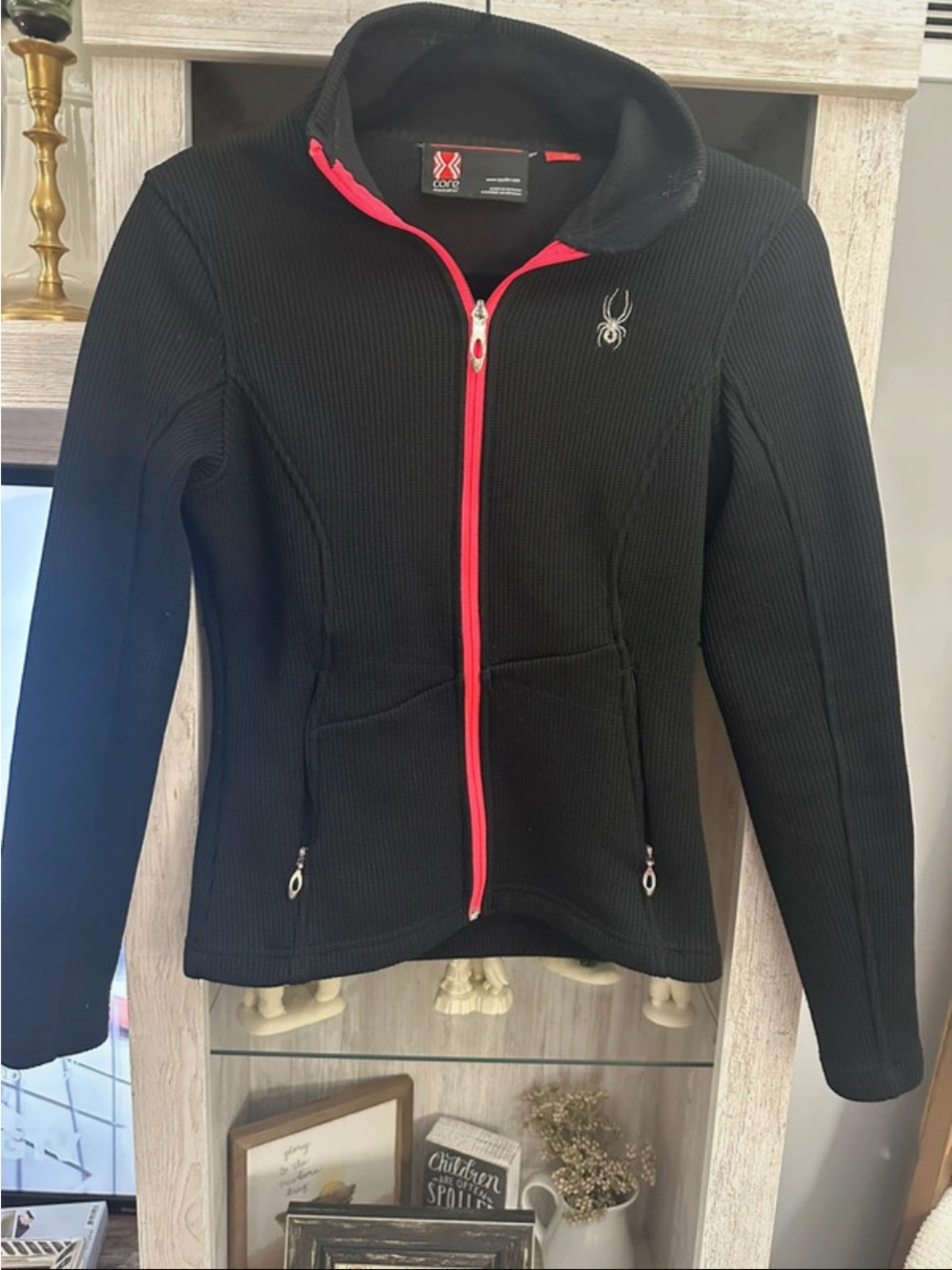 Spyder Black Fleece Jacket with Pink Accent Zip